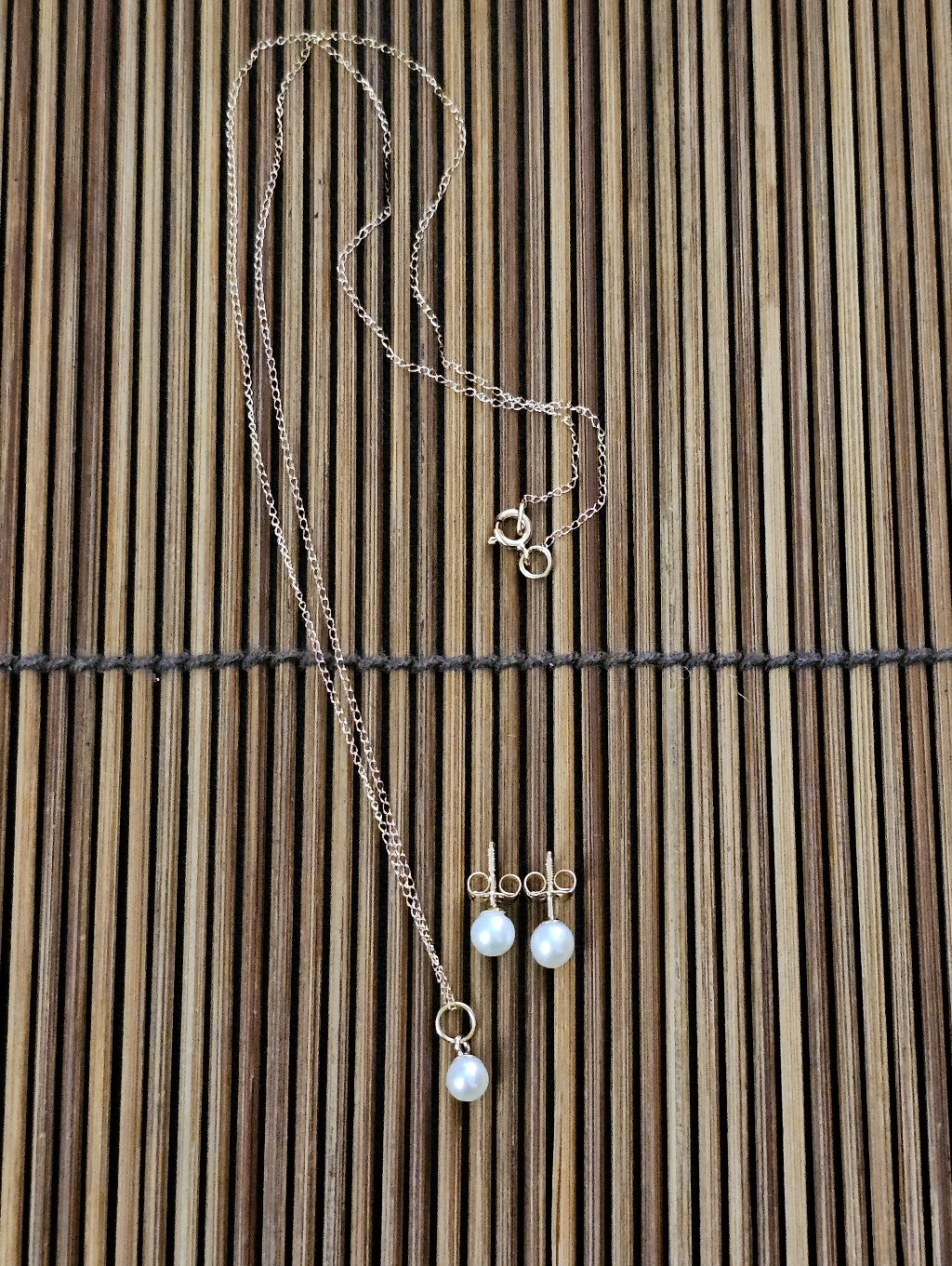 14k Pearl Yellow Gold Necklace & Earrings Set